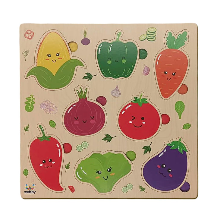 Webby Vegetables Wooden Learning Puzzle | Educational Montessori Toy for Pre School Kids