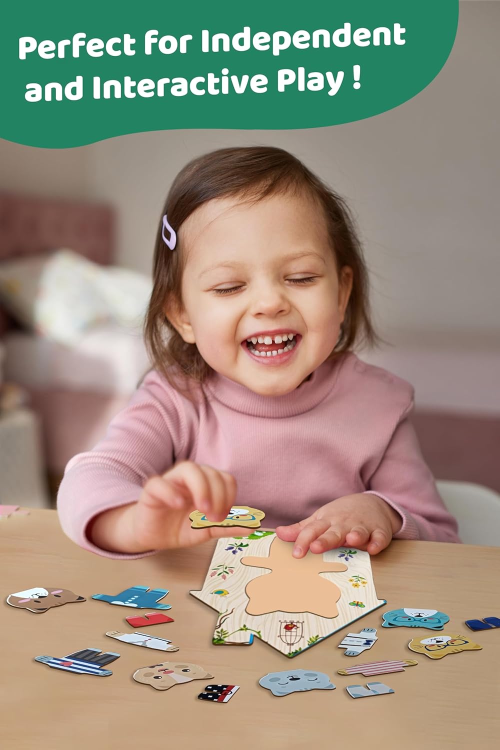 Webby Wooden Animal Dress-Up Puzzle Box | Mix and Match Outfits | Pretend Play Toy | Creative Educational Game for Montessori and Preschool Kids | Birthday Gift for Boys & Girls