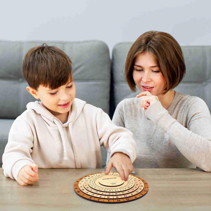 Webby Wooden Circle Word Wheel Puzzle