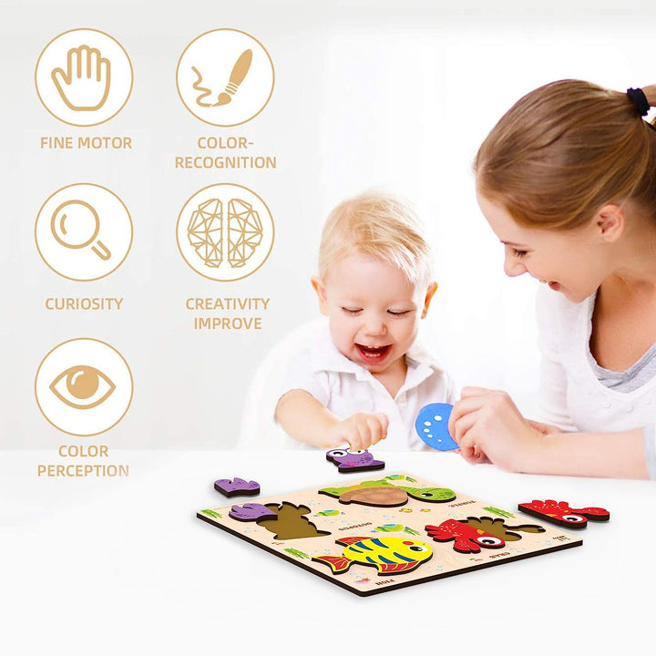 Webby Learning Sea Creatures Wooden Puzzle