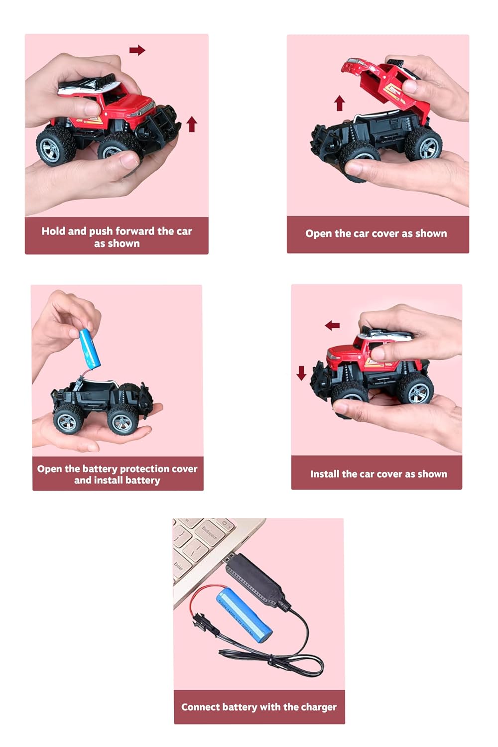 Webby Off-Road Remote Control Monster Truck for Boys | Multi-Direction Control | Birthday Gift for Boys and Girls | RC Car with Rechargeable Battery USB Cable (Red), 3+ Years