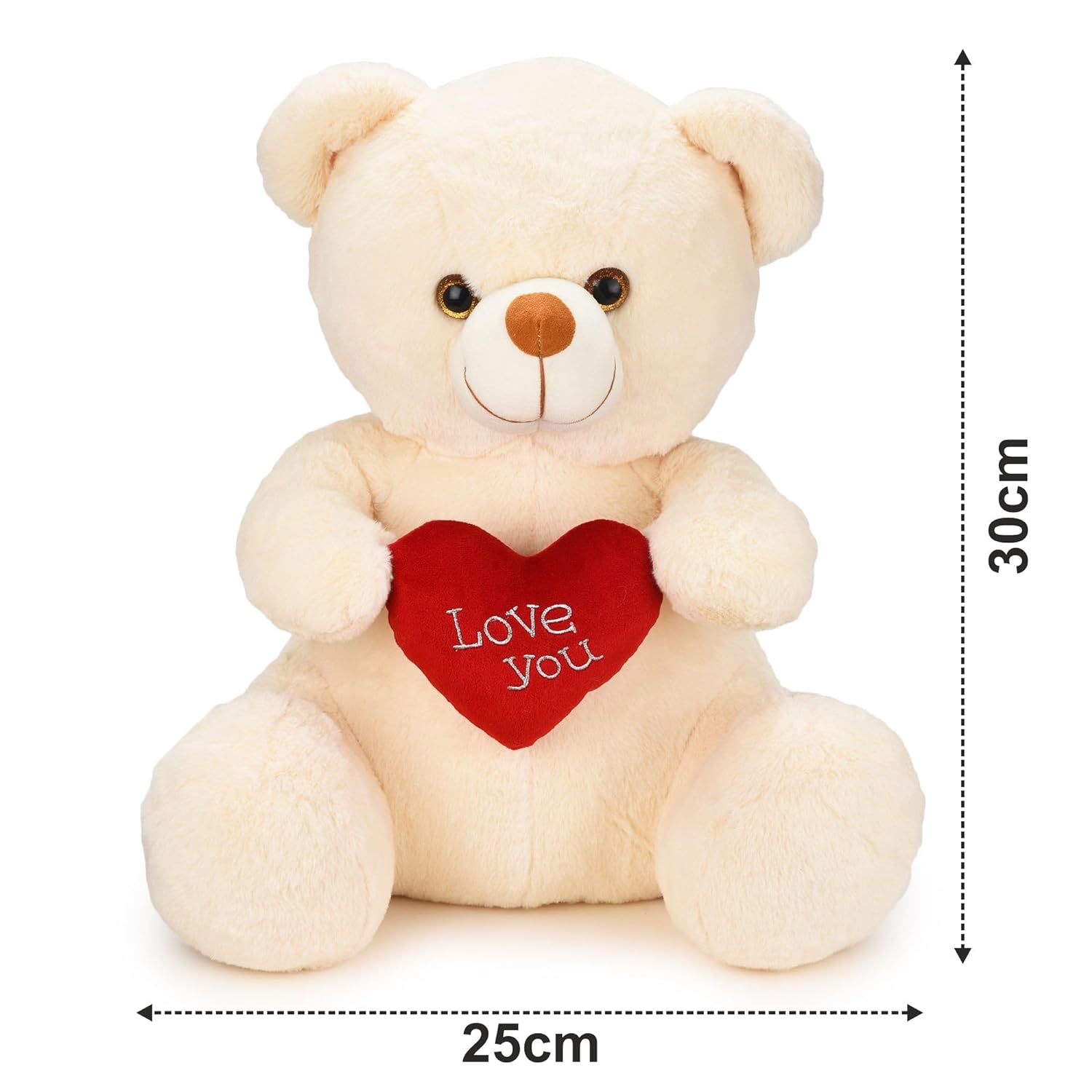 Webby Plush Huggable Teddy Bear with Heart Soft Toys 30 CM (Beige