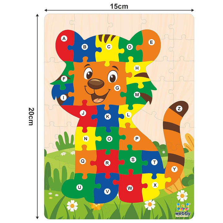 Webby Wooden Tiger Shape Alphabets Montessori Educational Jigsaw Puzzle for Kids