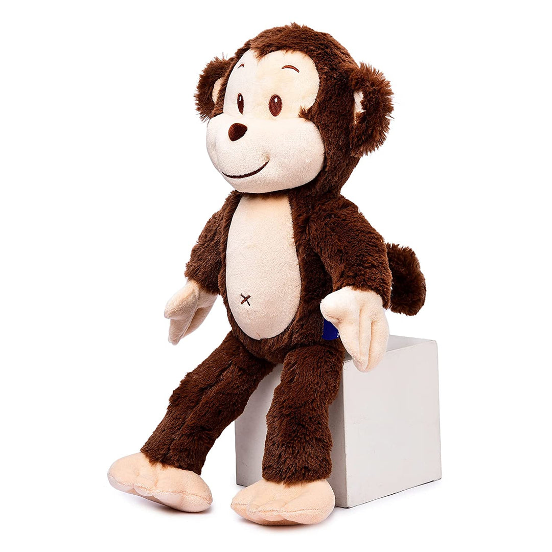 Webby Plush Smiling Monkey Stuffed Animal Soft Toy, Adorable Gifts for Kids and Adult, 35 CM (Dark Brown)