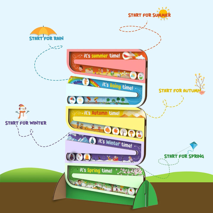 Webby Educational Wooden Five Seasons Toys with 40 Coins