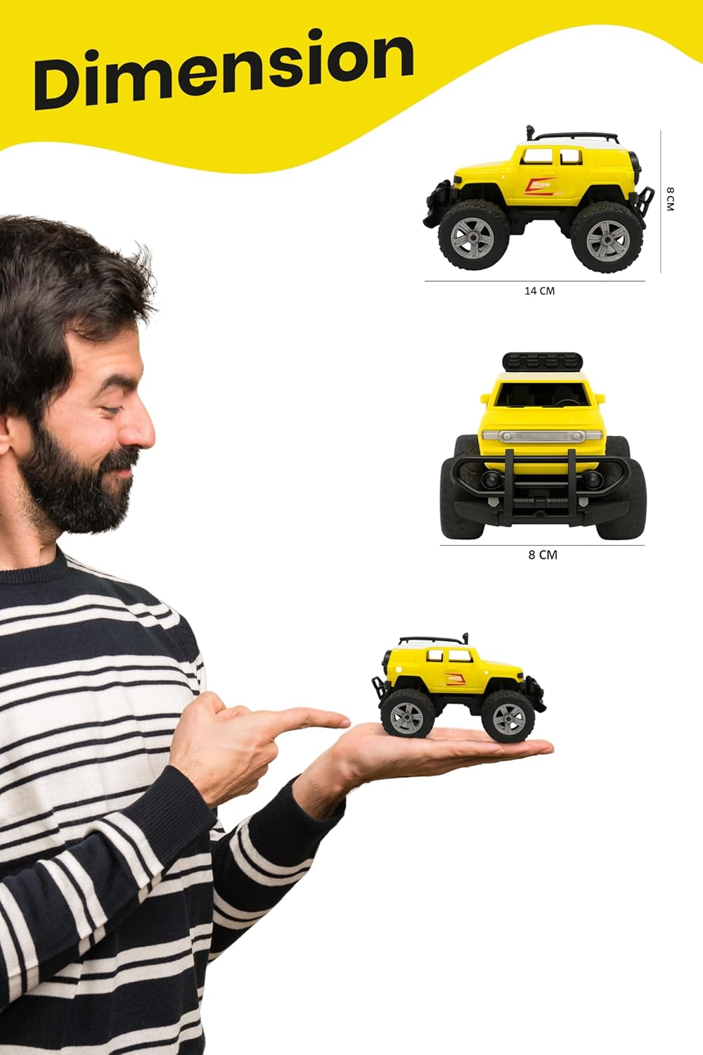 Webby Off-Road Remote Control Monster Truck for Boys | Multi-Direction Control | Birthday Gift for Boys & Girls | RC Car with Rechargeable Battery and USB Cable (Yellow)