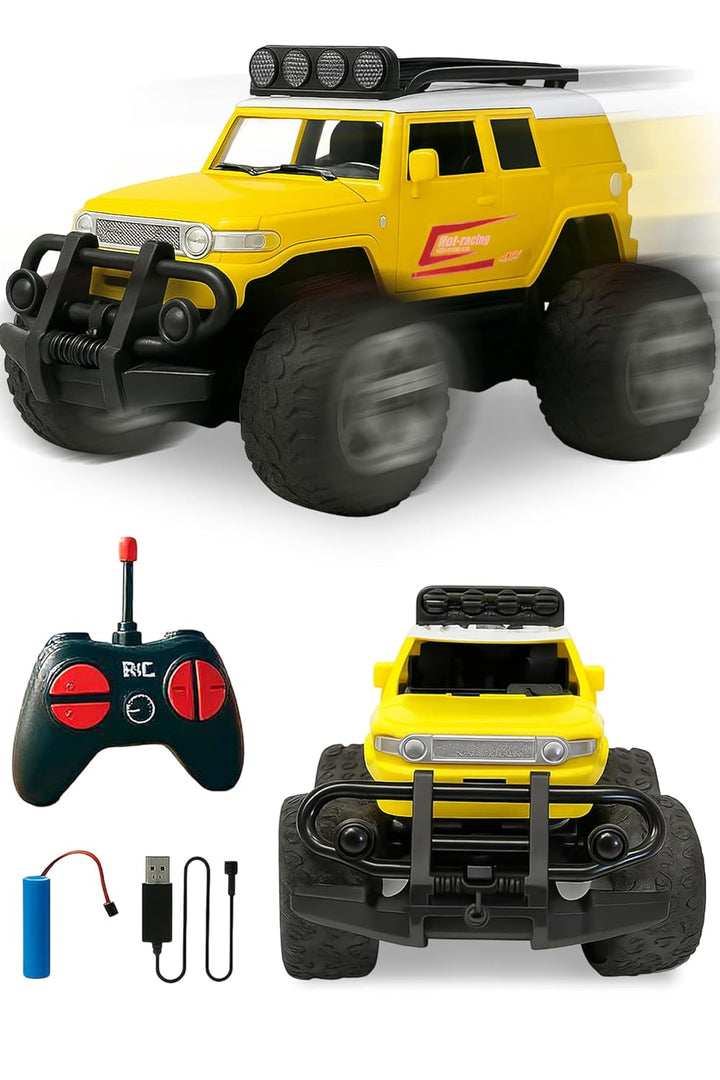 Webby Off-Road Remote Control Monster Truck for Boys | Multi-Direction Control | Birthday Gift for Boys & Girls | RC Car with Rechargeable Battery and USB Cable (Yellow)