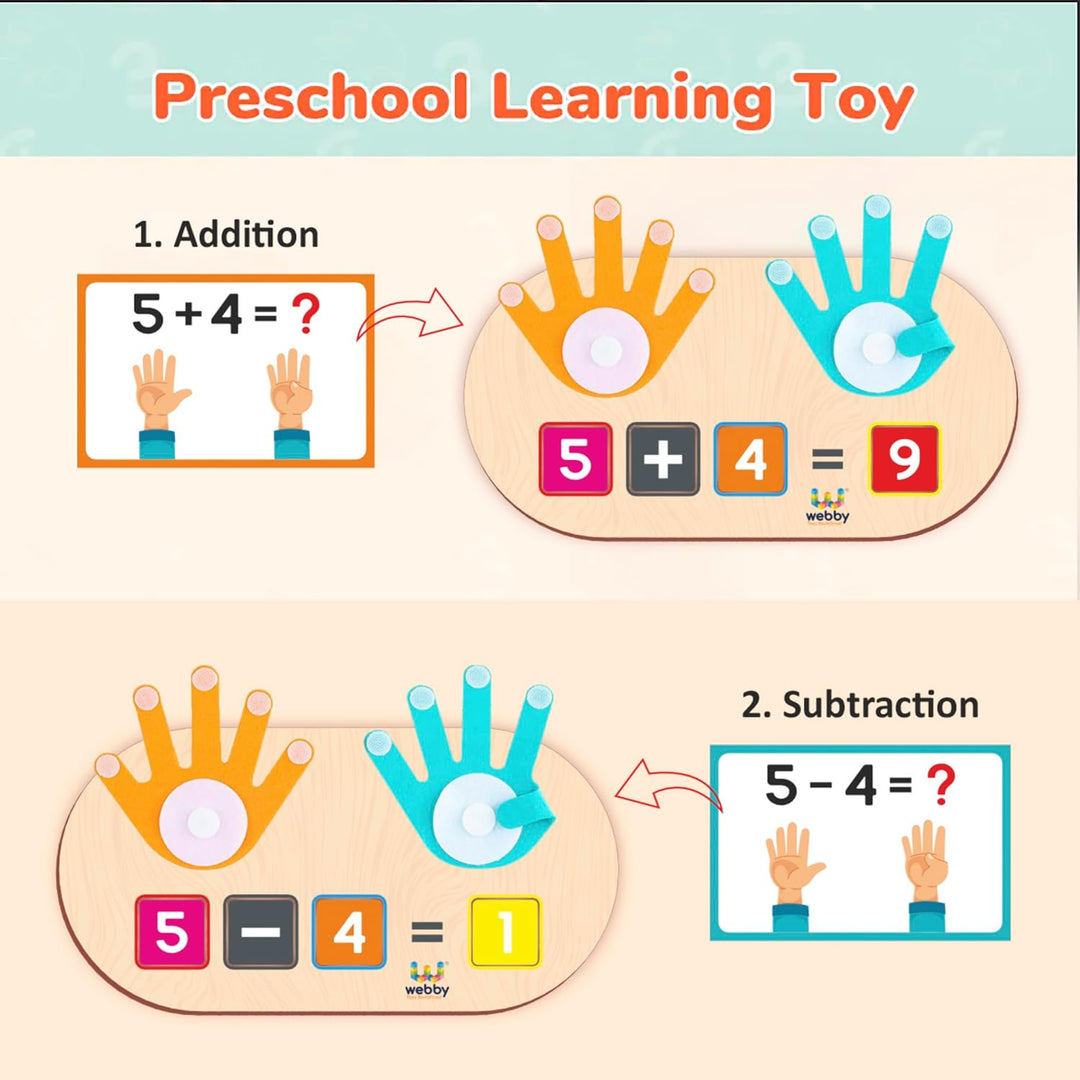 Webby Finger Arithmetic Game | Educational Math Learning Indoor Board Game with Addition and Subtraction for Montessori and Preschool Kids