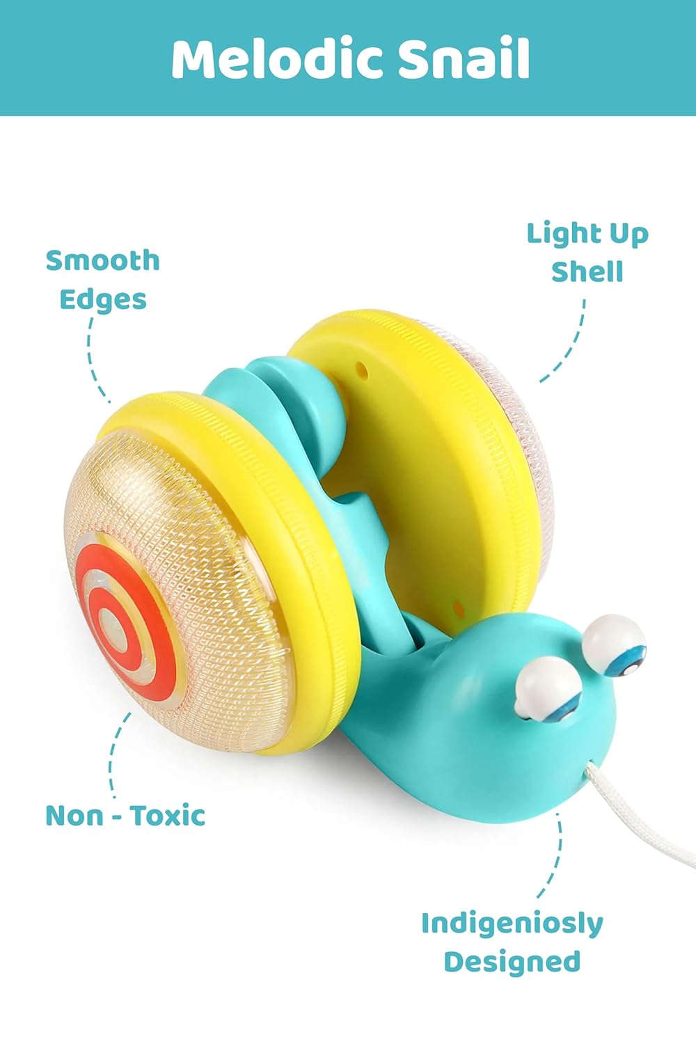 Webby Crawling Snail Baby Toy | Pull Along Toy | Cute Snail with Music and Light | Wiggle Motion Play Toy for Kids