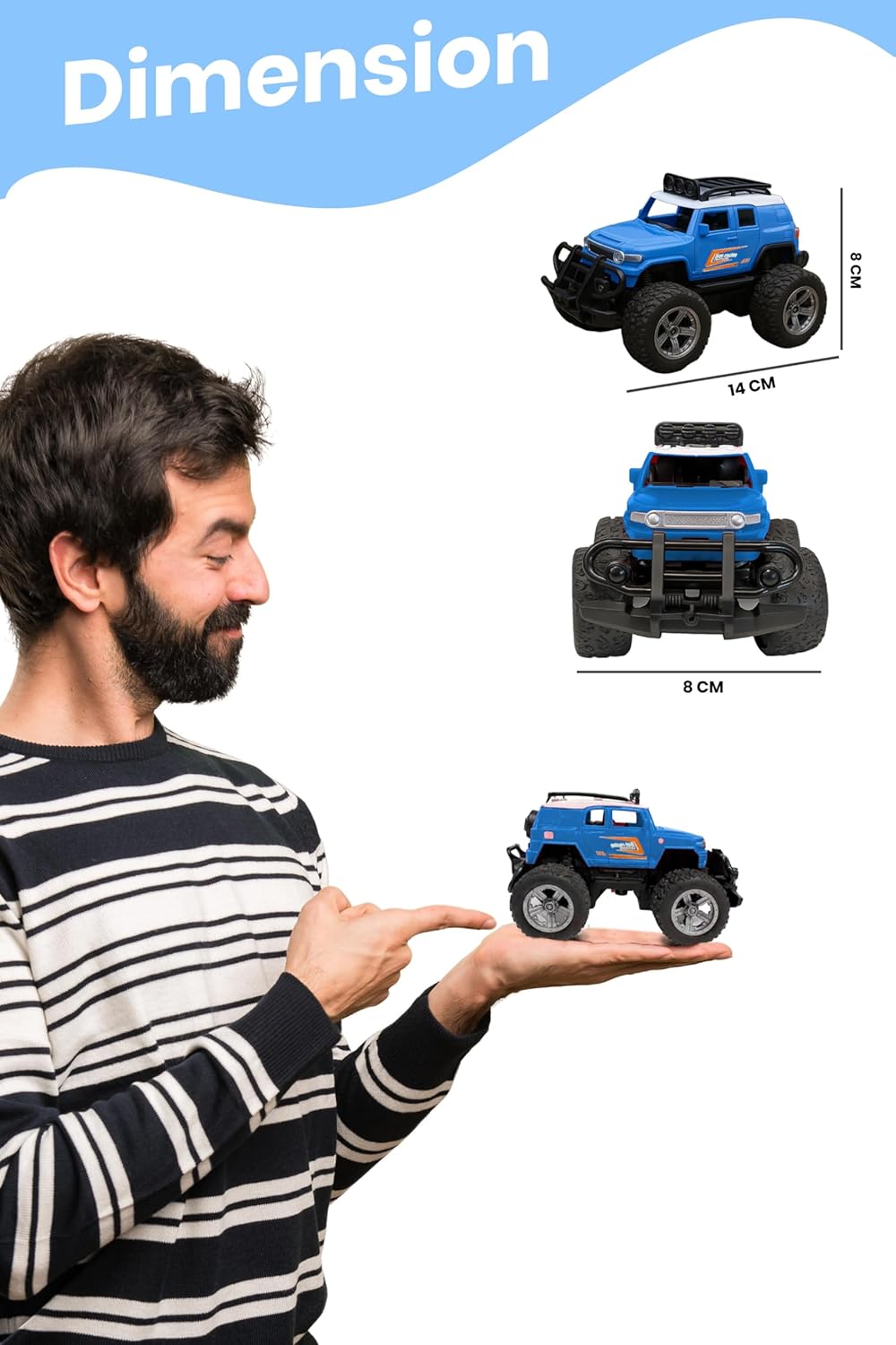 Webby Off-Road Remote Control Monster Truck for Boys | Multi-Direction Control | Birthday Gift for Boys & Girls | RC Car with Rechargeable Battery USB Cable (Blue), 3+ Years