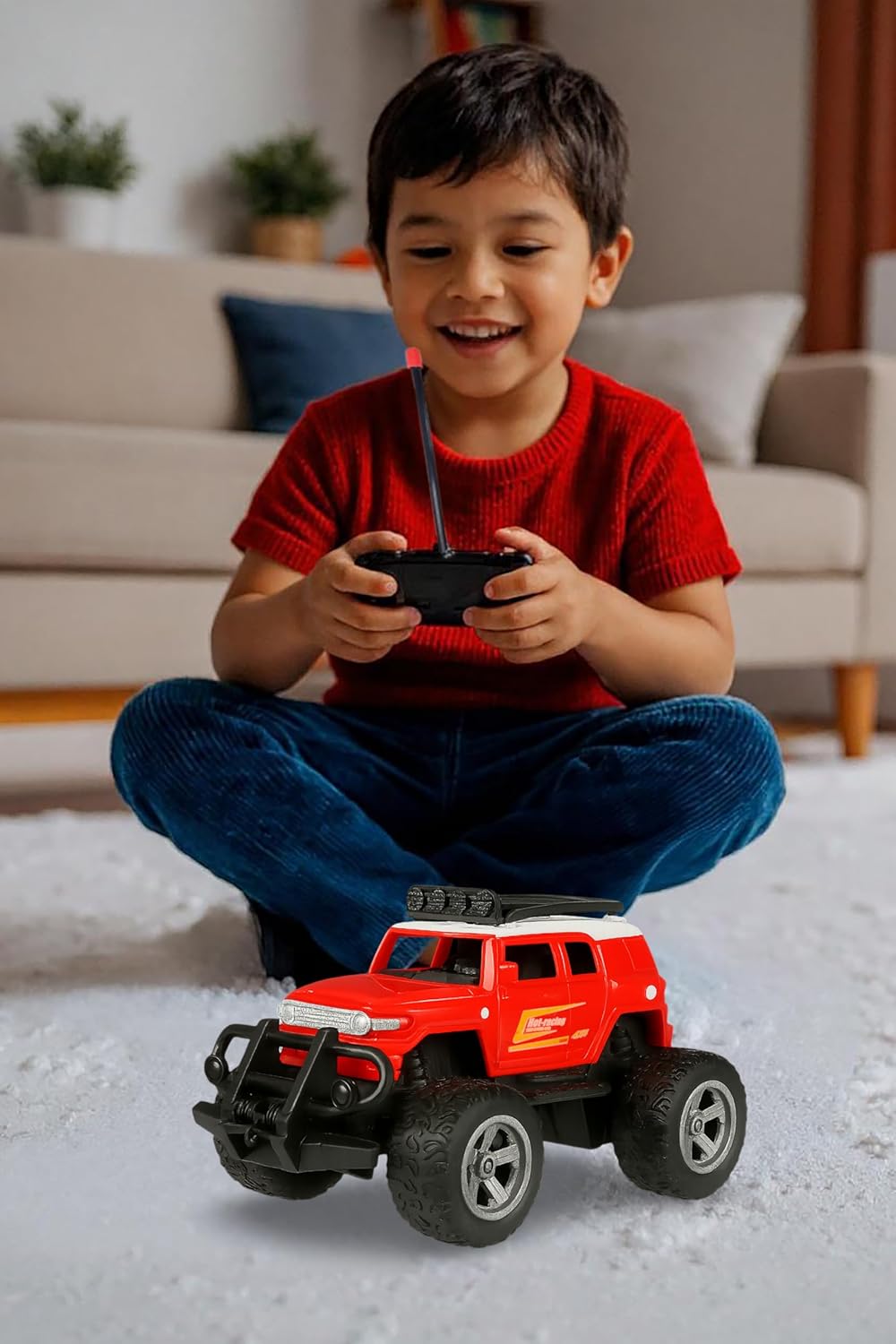 Webby Off-Road Remote Control Monster Truck for Boys | Multi-Direction Control | Birthday Gift for Boys and Girls | RC Car with Rechargeable Battery USB Cable (Red), 3+ Years