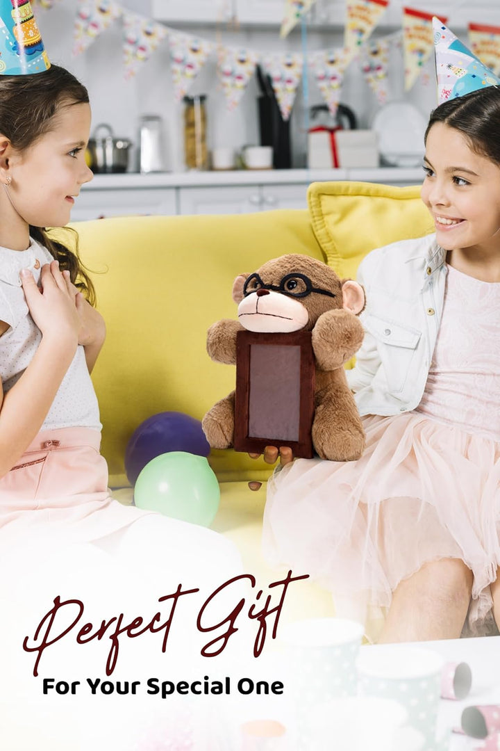 Webby Plush Monkey with Specs and Photoframe Soft Toys | Birthday Gift for Kids and Adults (Brown)