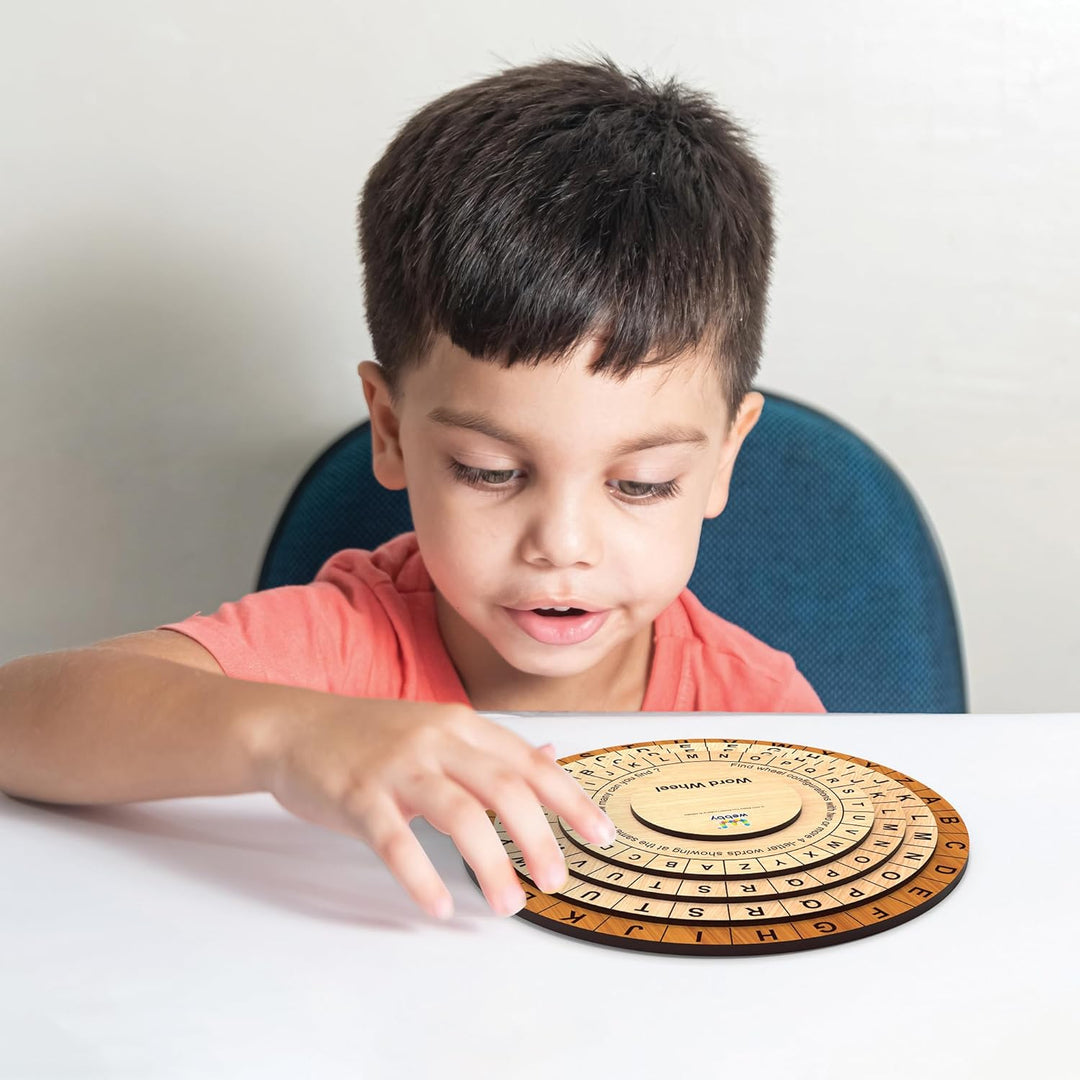 Webby Wooden Circle Word Wheel Puzzle