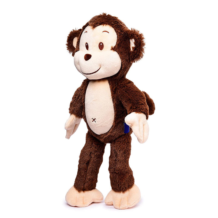 Webby Plush Smiling Monkey Stuffed Animal Soft Toy, Adorable Gifts for Kids and Adult, 35 CM (Dark Brown)