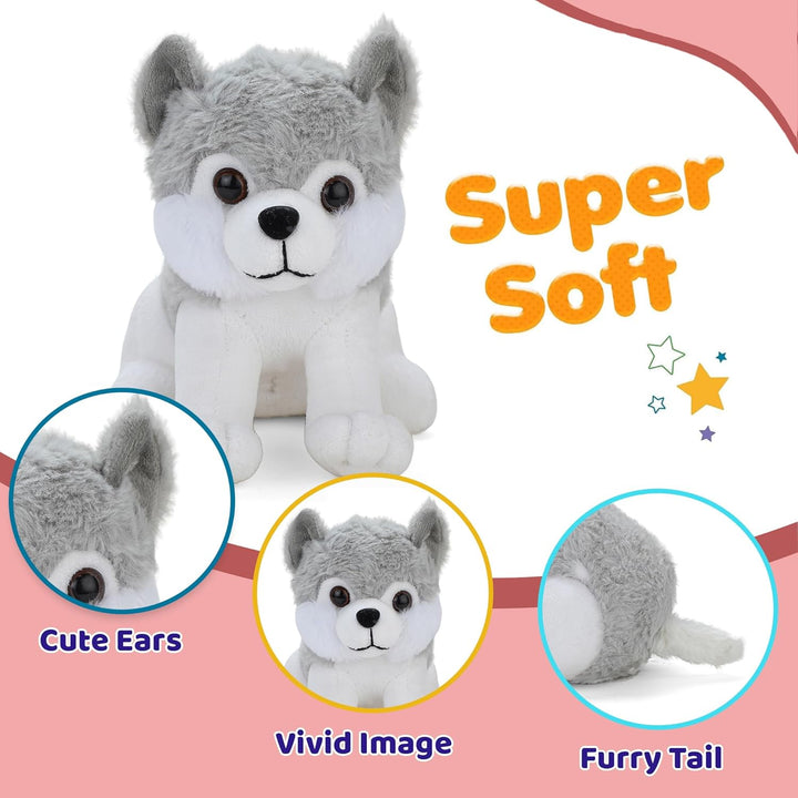 Webby Plush Husky Soft Toys for Kids Small, 20 CM (Gray)