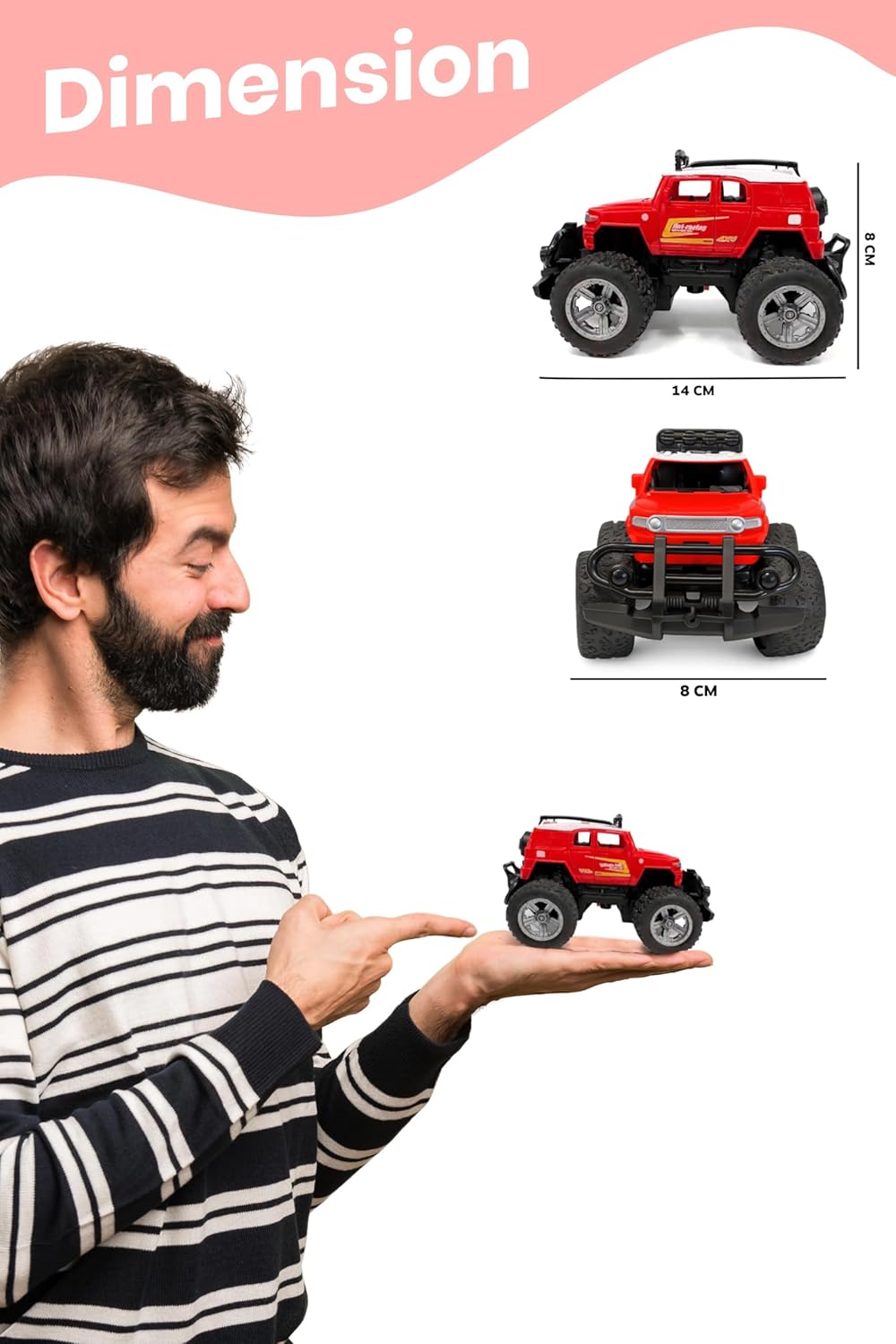 Webby Off-Road Remote Control Monster Truck for Boys | Multi-Direction Control | Birthday Gift for Boys and Girls | RC Car with Rechargeable Battery USB Cable (Red), 3+ Years