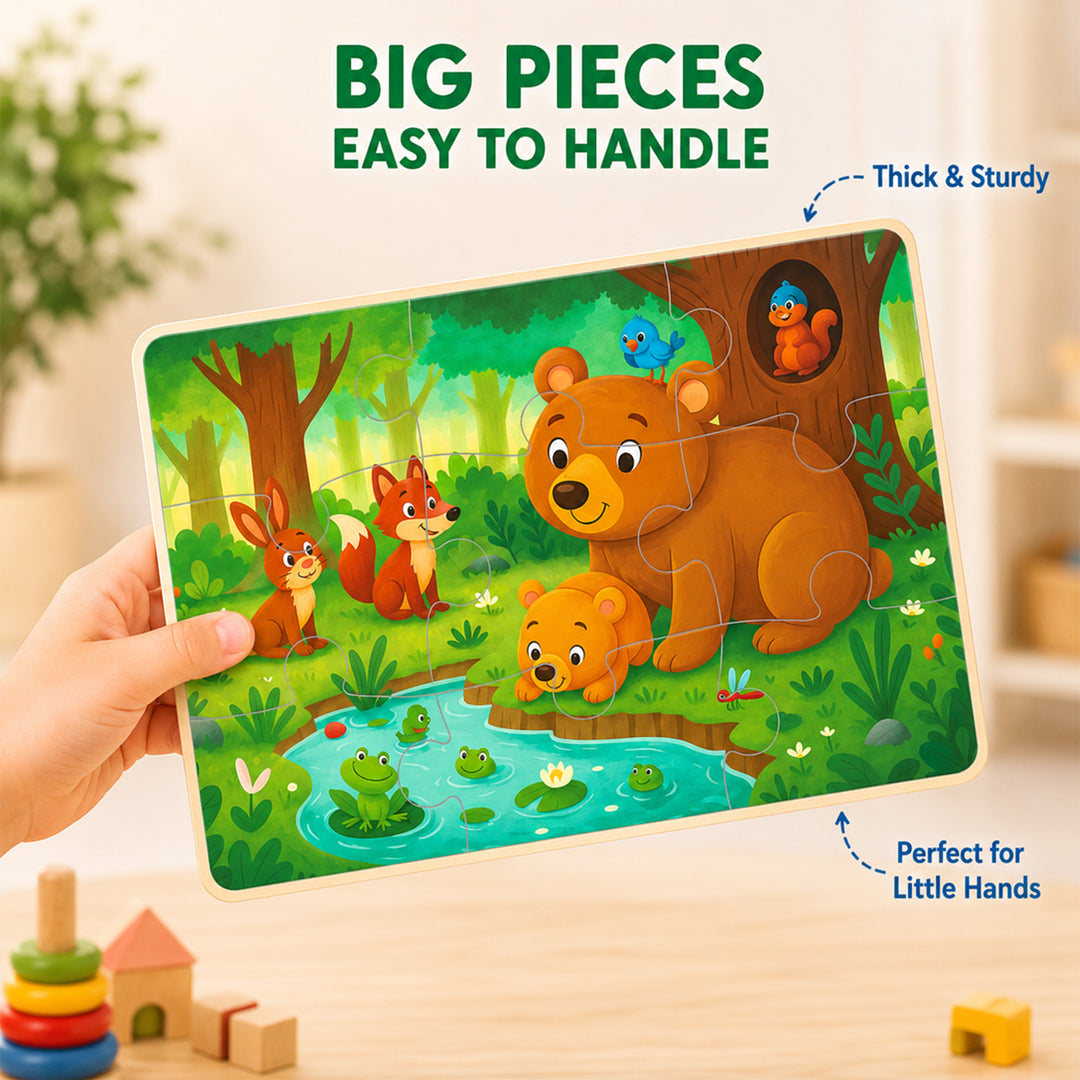 Webby Animal Worlds Level Up Jigsaw Puzzles for Kids | 6 Puzzles in 1 Box, 9, 12 & 16 Pieces, Ages 2+ Years