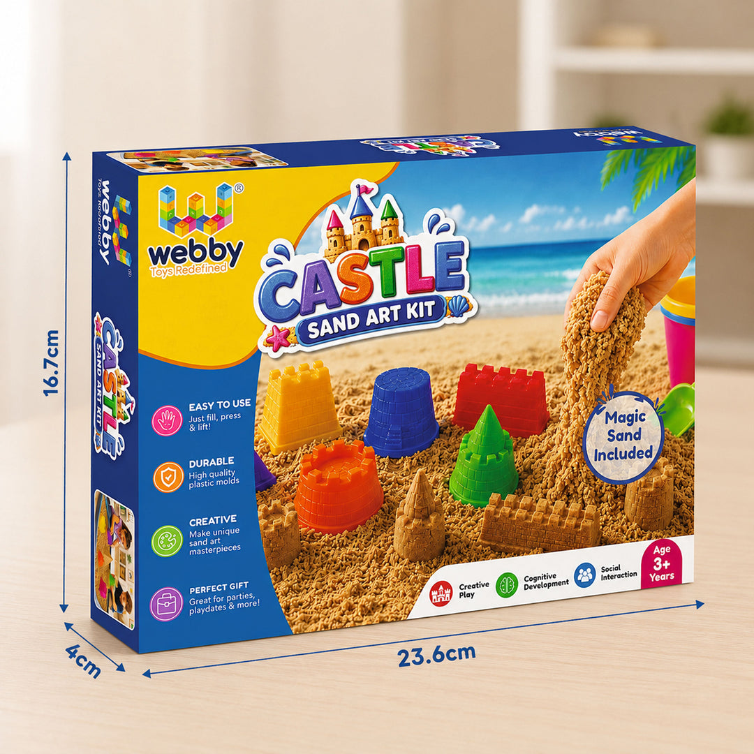 Webby Castle Sand Art Kit with Magic Sand and Moulds | Ages 3+ Years, Castle Moulds Included, Sensory Play