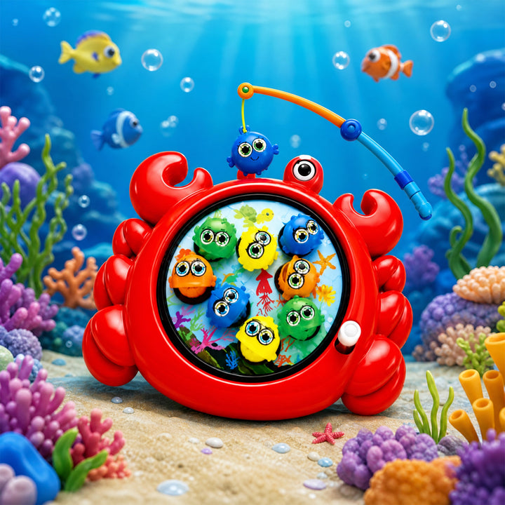 Webby Manual Rotating Magnetic Crab Fishing Game for Kids | Magnetic Fishing Rod, Rotating Fish Board