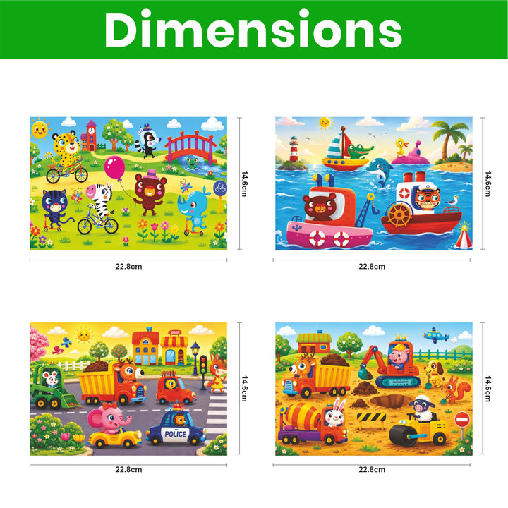Webby Busy Vehicles Level Up Jigsaw Puzzles for Kids | 4 Puzzles in 1 Box, 21-28 Pieces per Puzzle, Ages 4+ Years