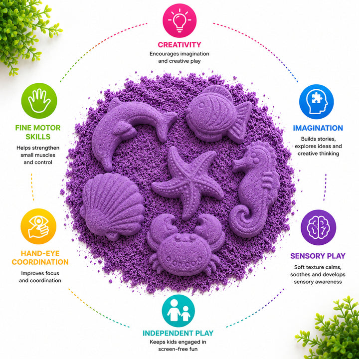 Webby Ocean Sand Art Kit with Magic Sand and Moulds | Ages 3+ Years, Ocean Animal Moulds, Sensory Play, Boosts Creativity, Fine Motor Skills