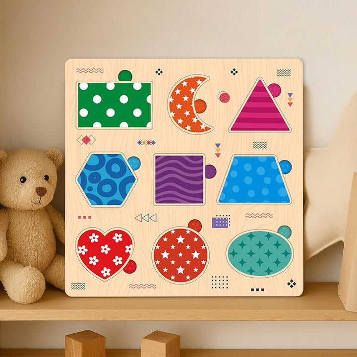 Webby Shapes Wooden Learning Puzzle | Educational Montessori Toy for Pre School Kids