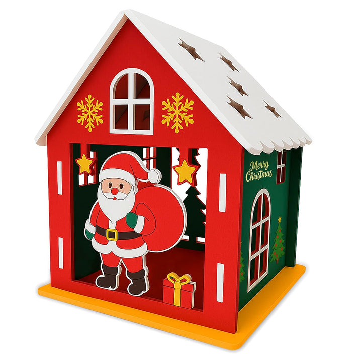 Webby Wooden Christmas House Paint Kit | DIY Christmas Hut Decoration | Arts and Crafts | Colour Painting | Santa Theme Craft Gift Set for Kids