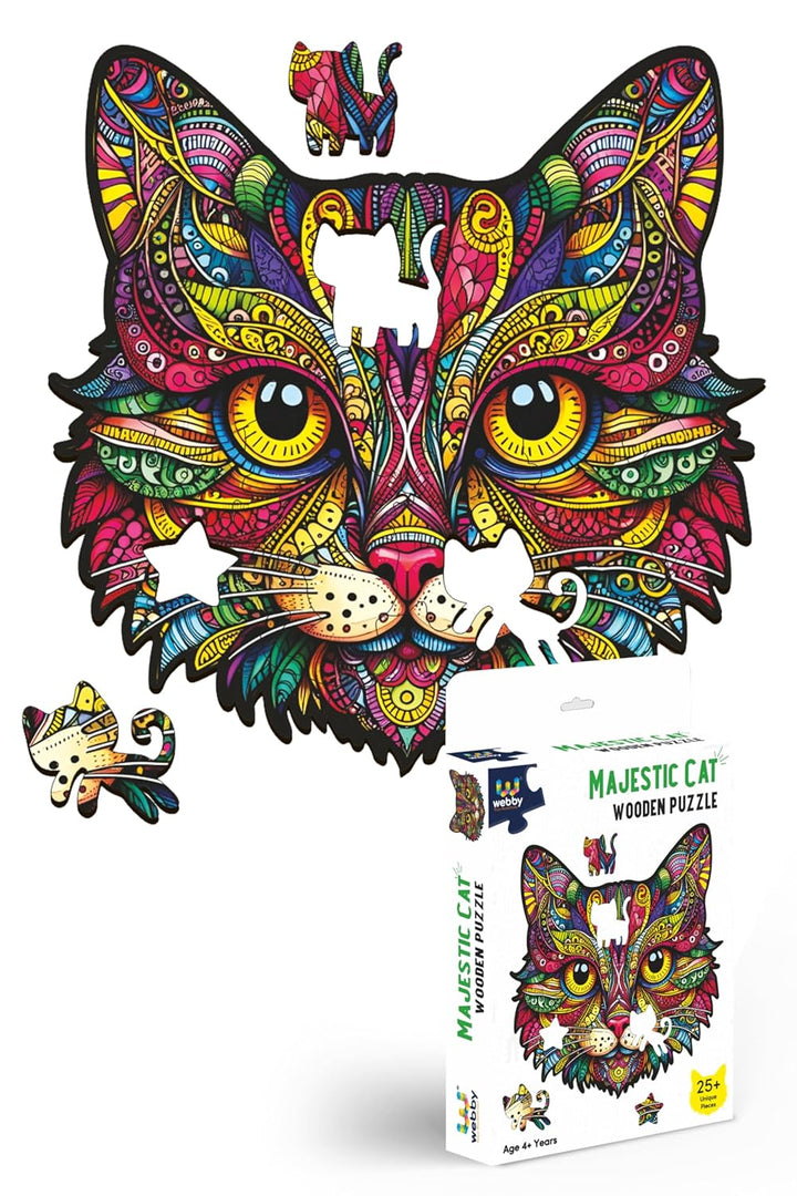 Webby Cat Jigsaw Puzzle | Majestic Colorful Animal toy (25 pieces)