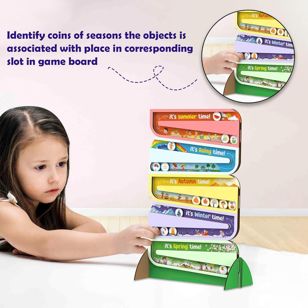 Webby Educational Wooden Five Seasons Toys with 40 Coins