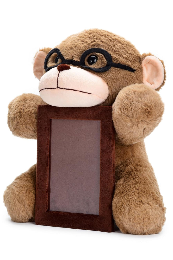 Webby Plush Monkey with Specs and Photoframe Soft Toys | Birthday Gift for Kids and Adults (Brown)