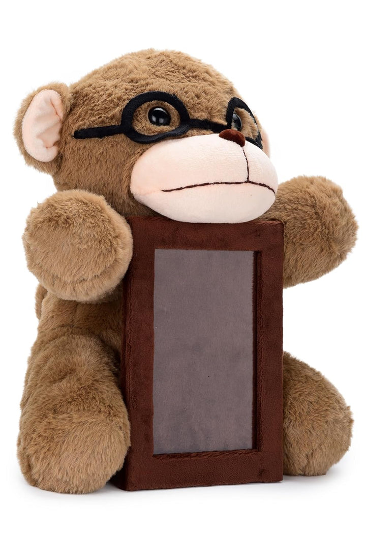 Webby Plush Monkey with Specs and Photoframe Soft Toys | Birthday Gift for Kids and Adults (Brown)