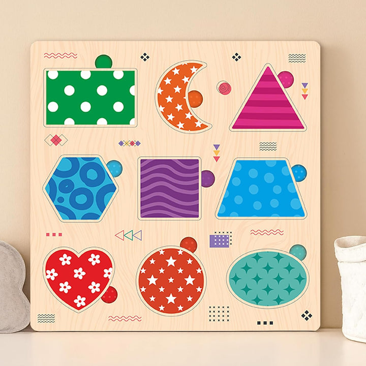 Webby Shapes Wooden Learning Puzzle | Educational Montessori Toy for Pre School Kids