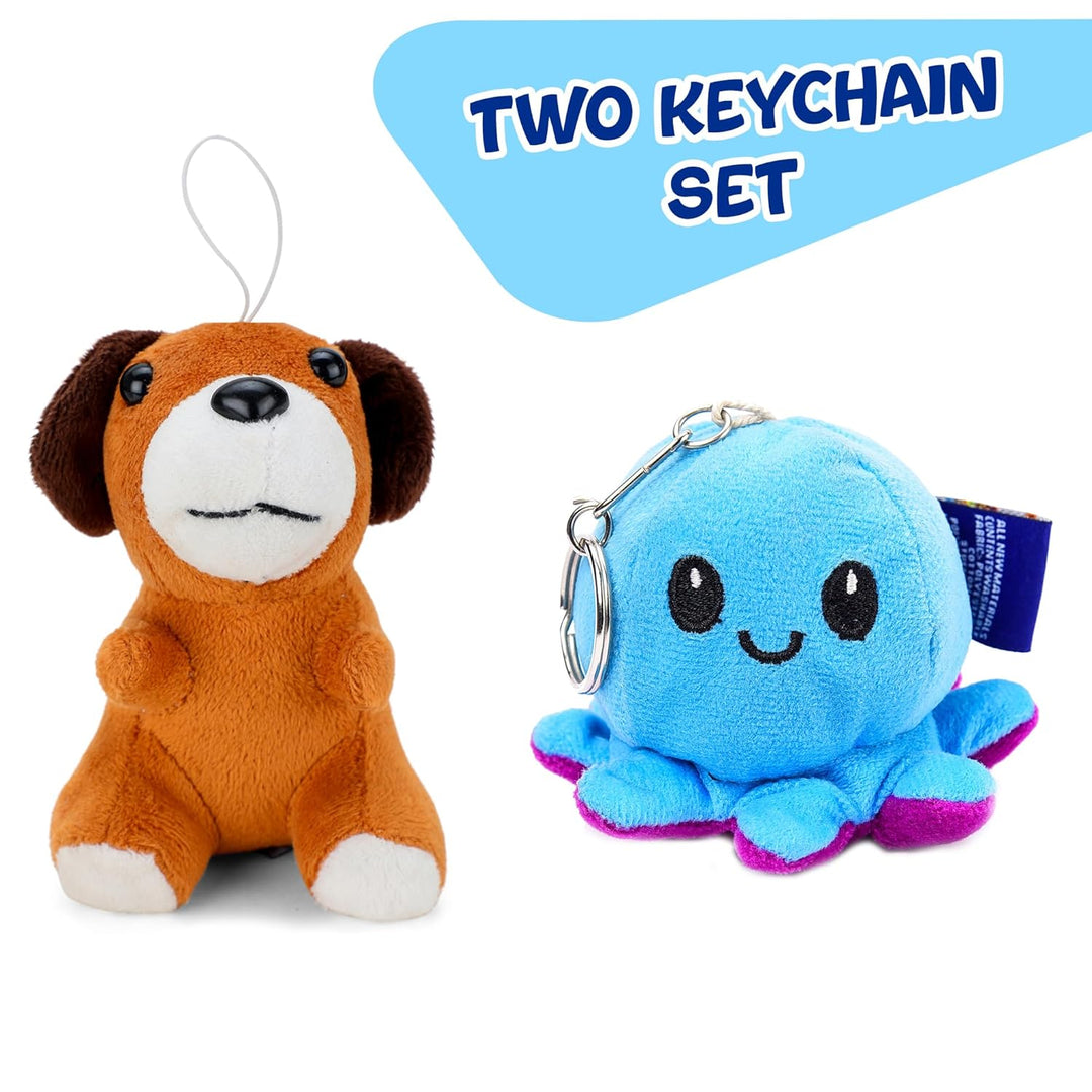 Webby Combo of Plush Keychain Octopus and Sitting Dog Soft Toys | Cute Stuffed Animal Keychains Set for Kids and Adults (Set of 2)