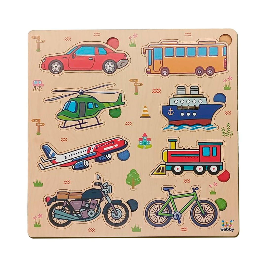 Webby Public Transport Vehicles Wooden Learning Puzzle | Educational Montessori Toy for Pre School Kids