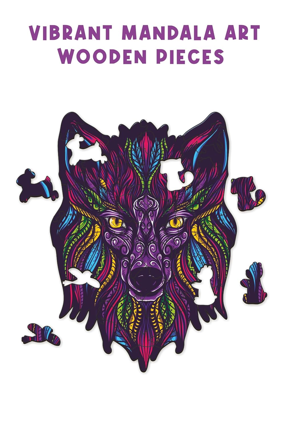 Webby Majestic Wolf Jigsaw Puzzle | Travel Game | Wooden Zentangle Art Design Puzzle Toy for Kids and Adults (24 Pieces)