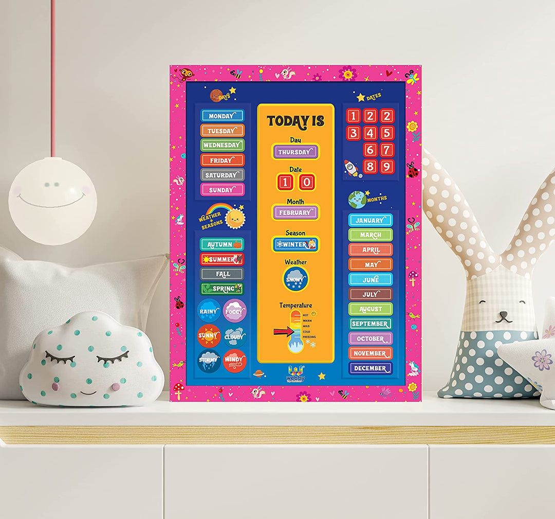 Webby Educational Magnetic Calendar Preschool and Montessori Classroom (44 Pcs)