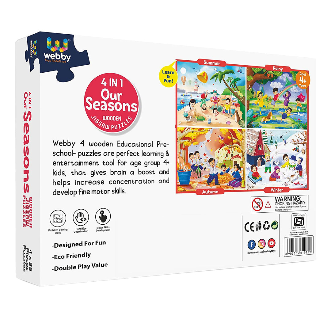 Webby 4 in 1 Wooden Season Puzzle Toy for Kids | Set of 4 Jigsaw Puzzle, 35 Pieces Each