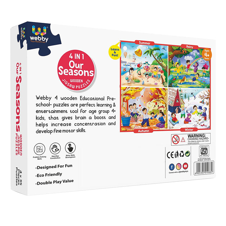 Webby 4 in 1 Wooden Season Puzzle Toy for Kids | Set of 4 Jigsaw Puzzle, 35 Pieces Each
