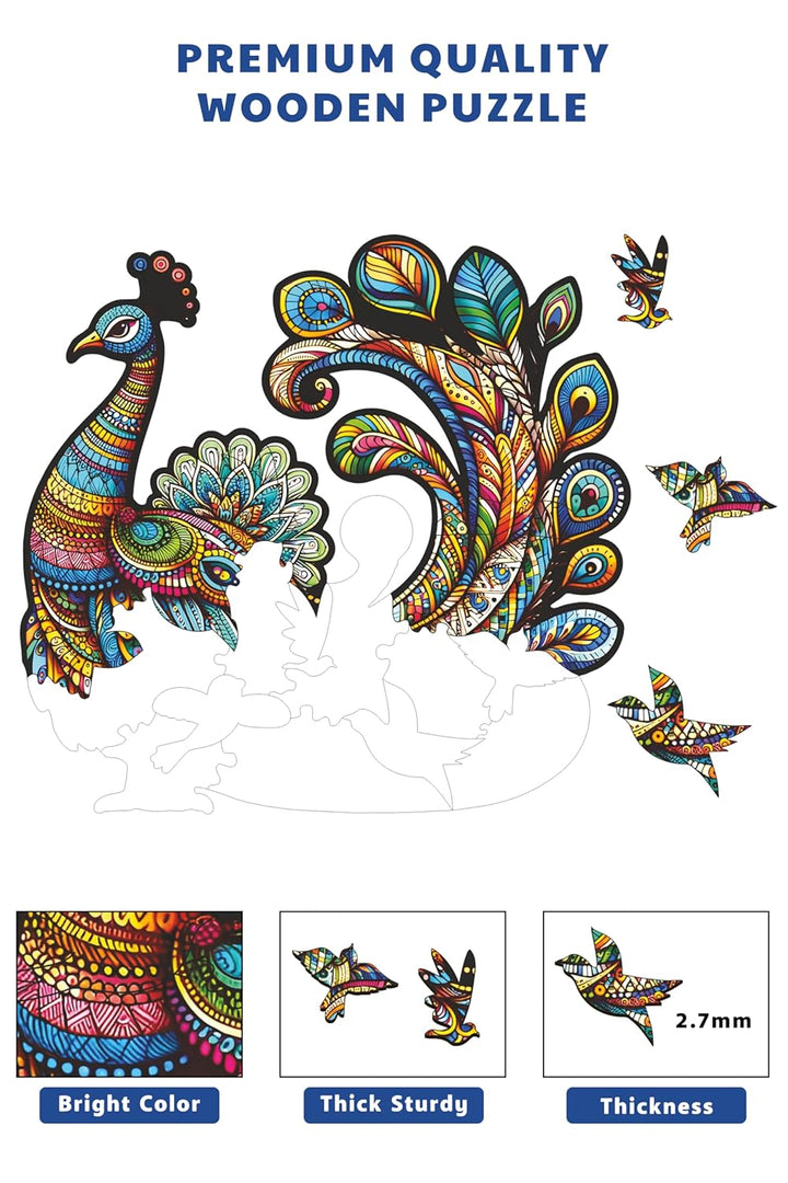 Webby Peacock Jigsaw Puzzle Majestic Wooden Puzzle (25 pieces)