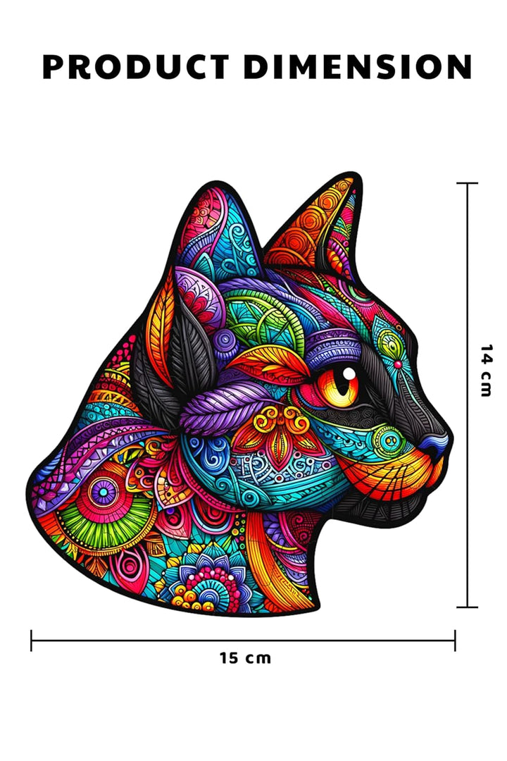 Webby Majestic Cat Wooden Jigsaw Puzzle Toy for Kids & Adults (22 pieces)