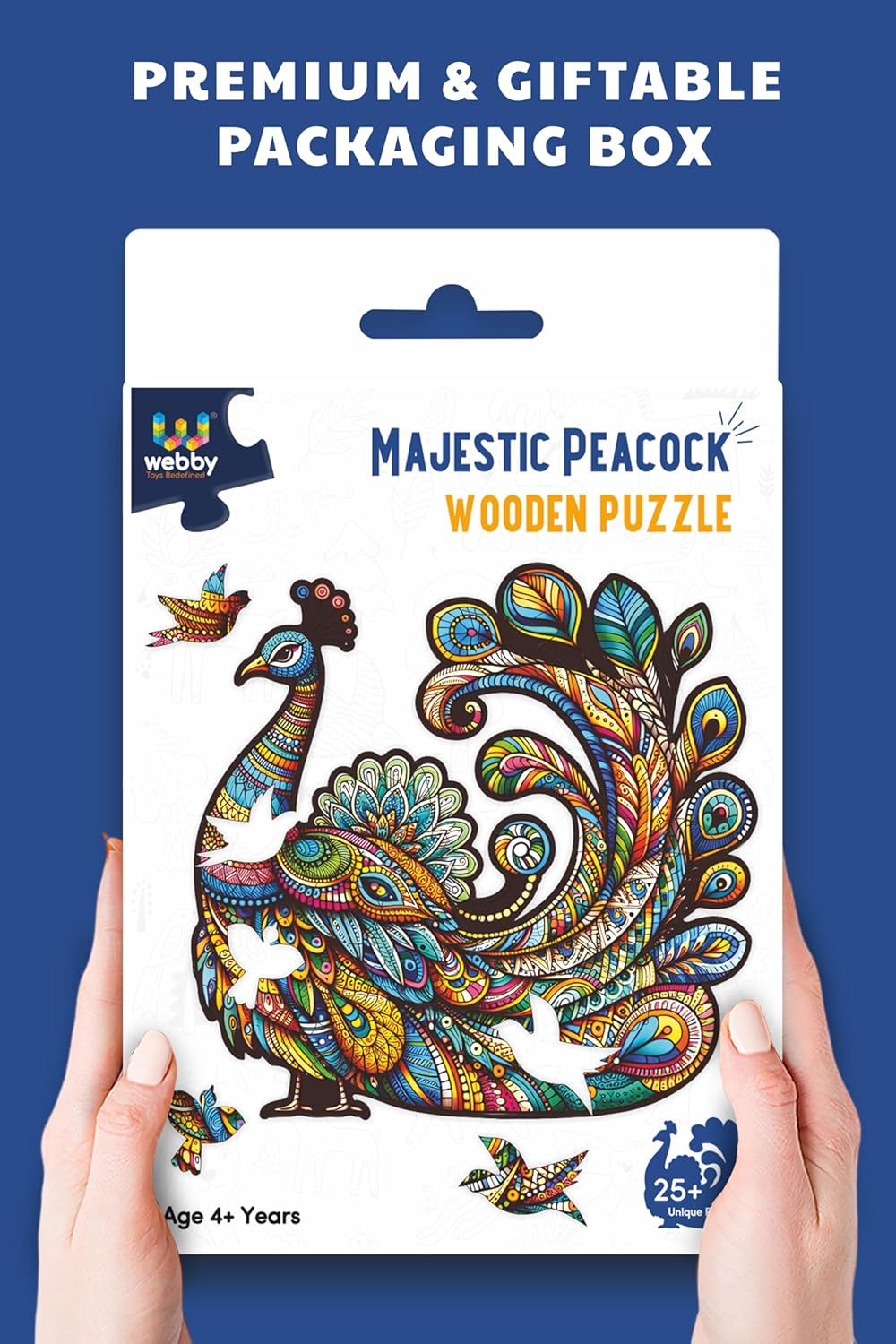 Webby Peacock Jigsaw Puzzle Majestic Wooden Puzzle (25 pieces)