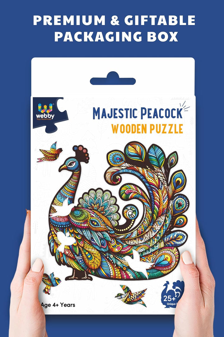 Webby Peacock Jigsaw Puzzle Majestic Wooden Puzzle (25 pieces)