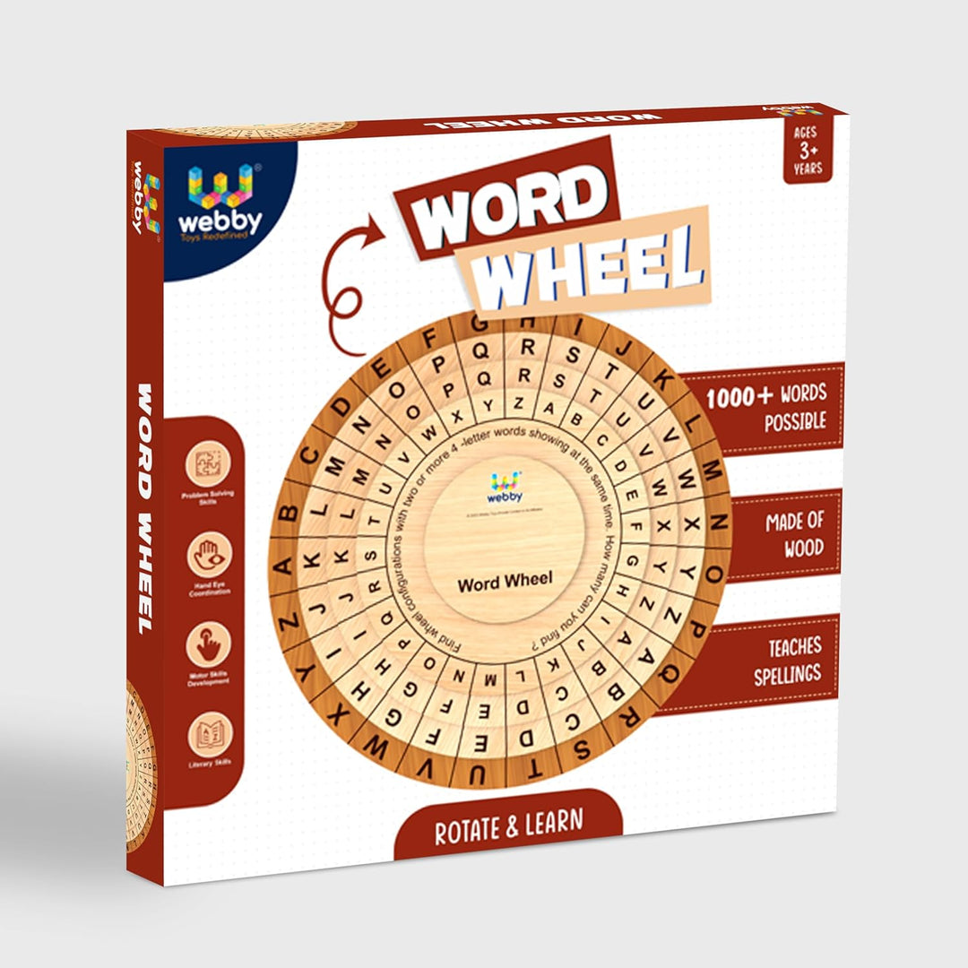 Webby Wooden Circle Word Wheel Puzzle