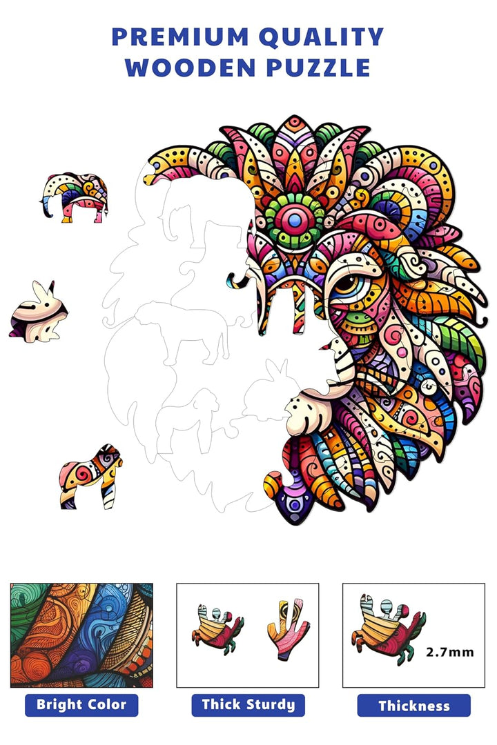 Webby Majestic Lion Jigsaw Puzzle | Wooden Animal toy for kids and adults(30 pieces)