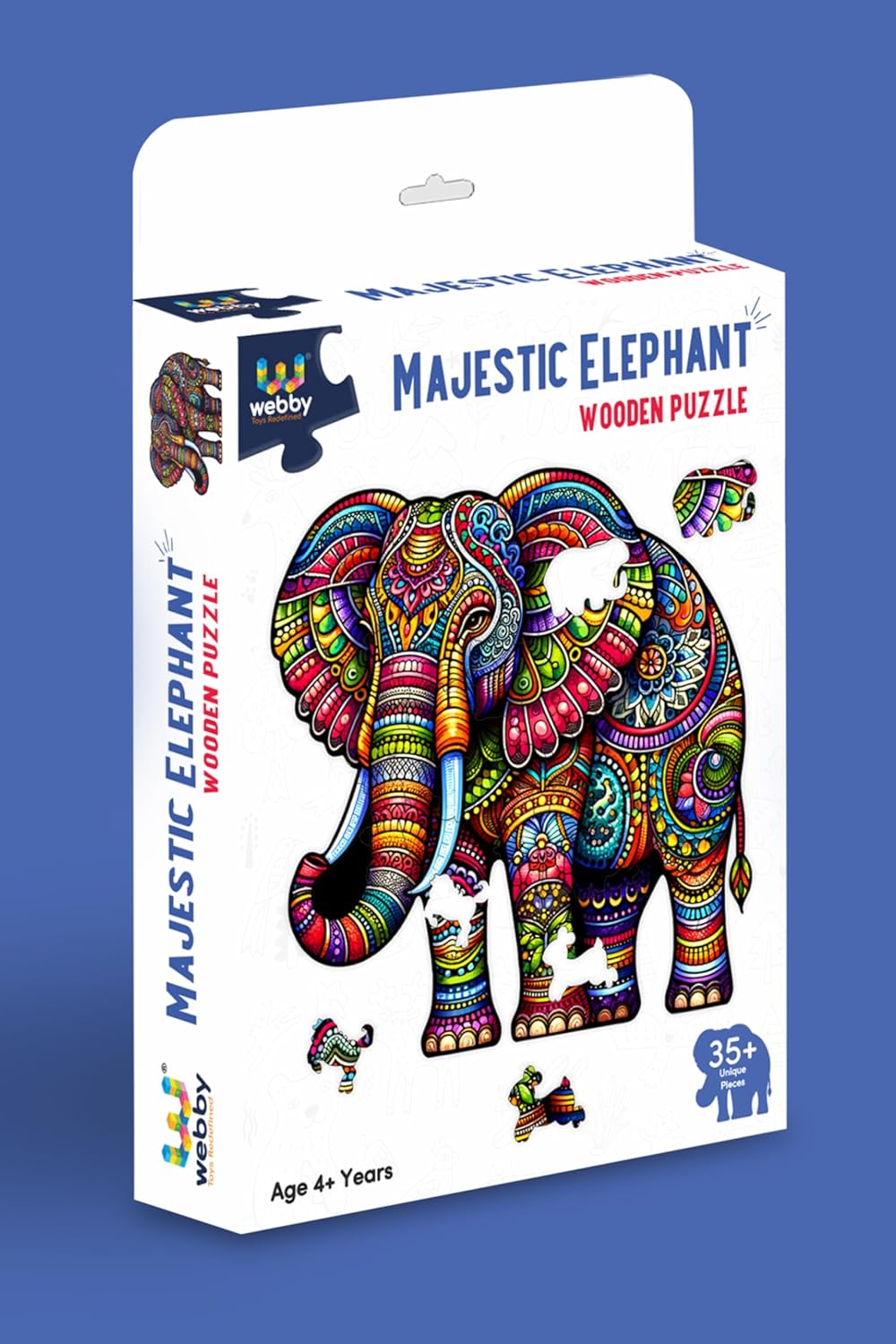 Webby Majestic Elephant Jigsaw Puzzle | Travel Game | Wooden Puzzle Toy for KidsAdults (35 Pieces)