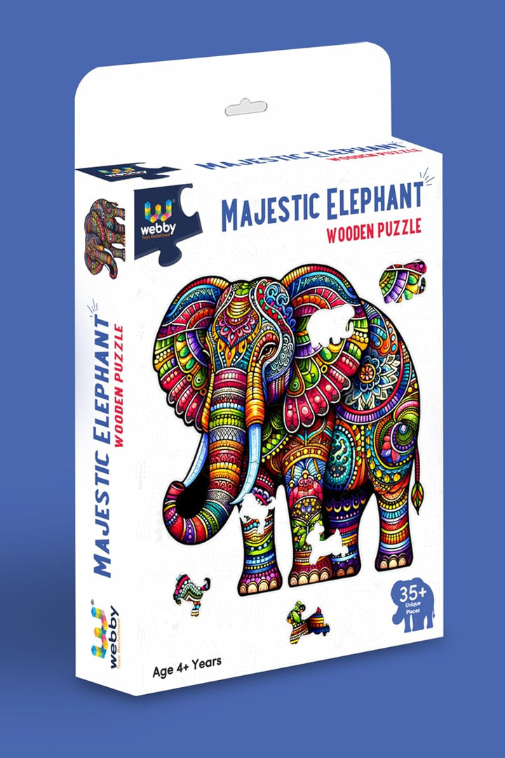 Webby Majestic Elephant Jigsaw Puzzle | Travel Game | Wooden Puzzle Toy for KidsAdults (35 Pieces)