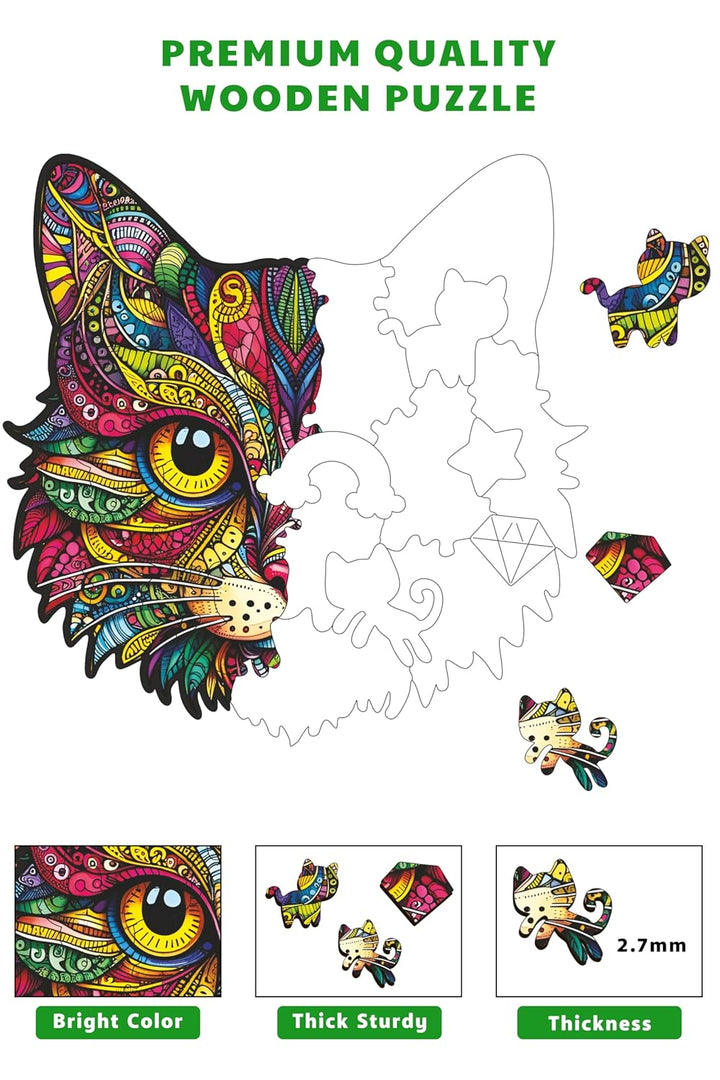 Webby Cat Jigsaw Puzzle | Majestic Colorful Animal toy (25 pieces)