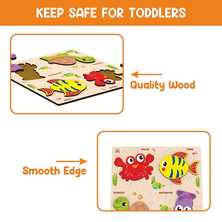 Webby Learning Sea Creatures Wooden Puzzle