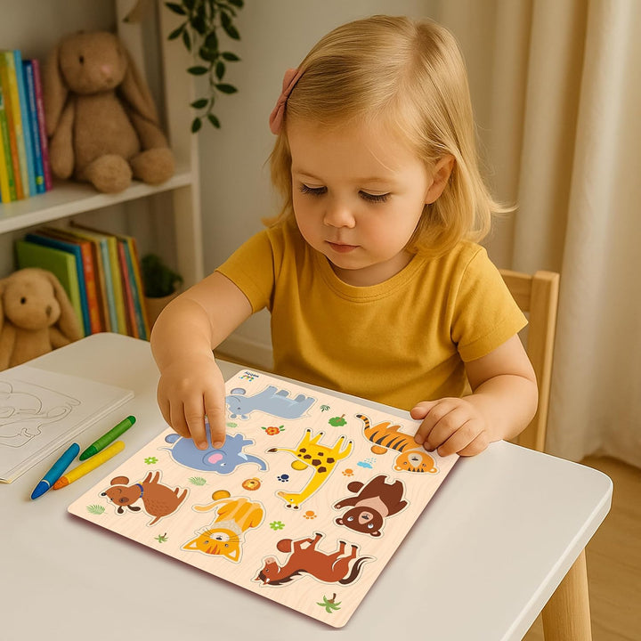 Webby Animals Wooden Learning Puzzle | Educational Montessori Toy for Pre School Kids