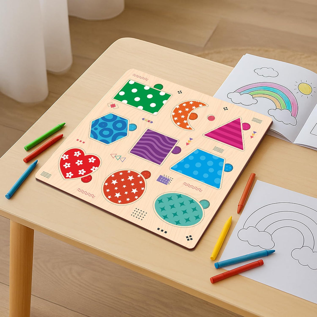 Webby Shapes Wooden Learning Puzzle | Educational Montessori Toy for Pre School Kids